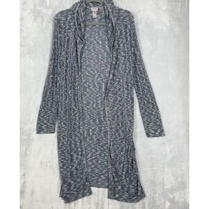 Avenue Womens Duster Cardigan Blue Open Knit Hooded 14/16